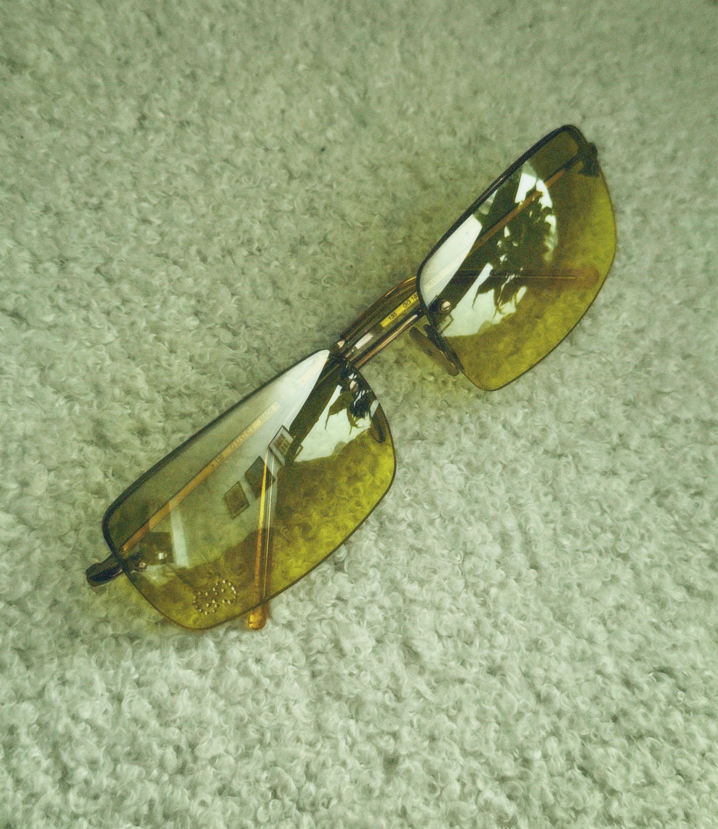 Vintage Gucci Yellow Sunglasses with Crystal GG