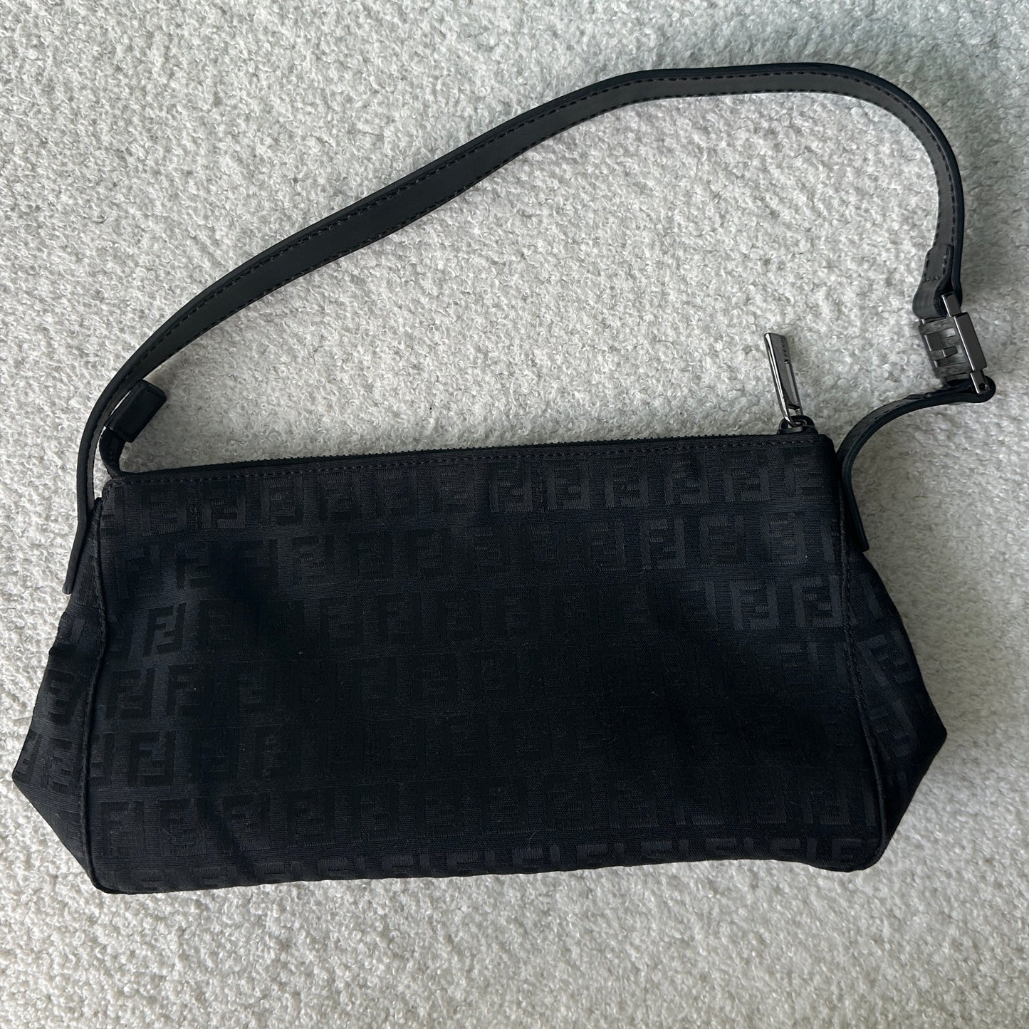 Vintage Fendi Zucchino Black Shoulder Bag