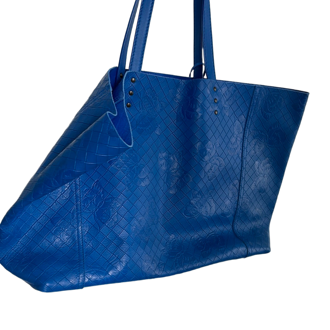 Vintage Bottega Veneta Cobalt Blue Leather Butterfly Tote