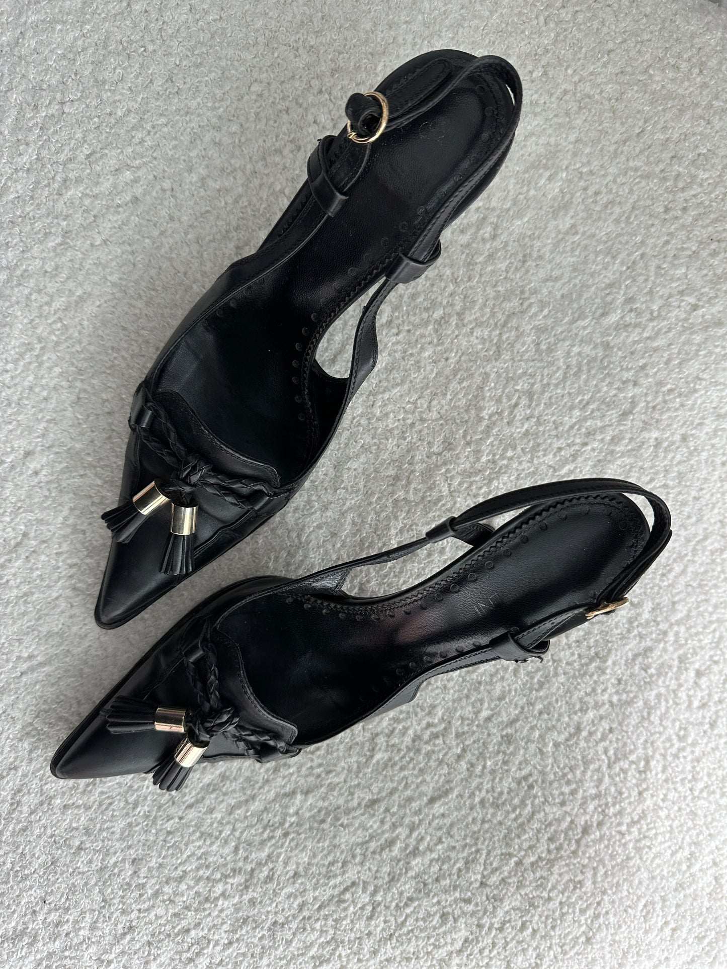 Vintage YSL Slingbacks with Tassel & Logo Detail