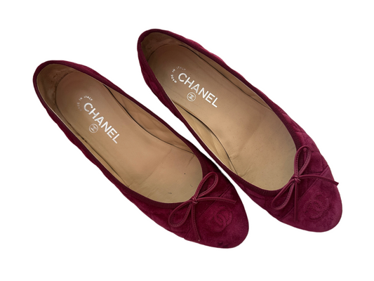 Chanel Suede Quilted Ballet Flats