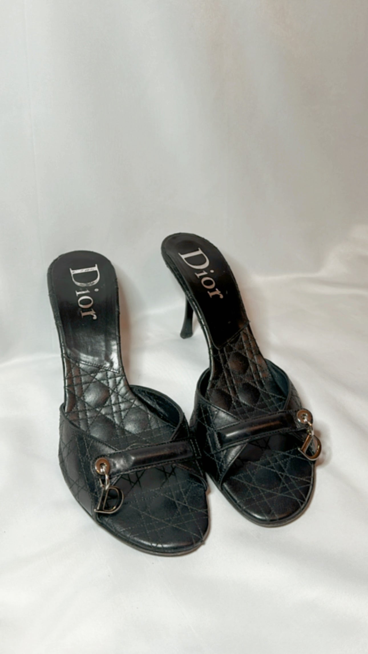 Vintage Dior Black Mules with ‘D’ Charm