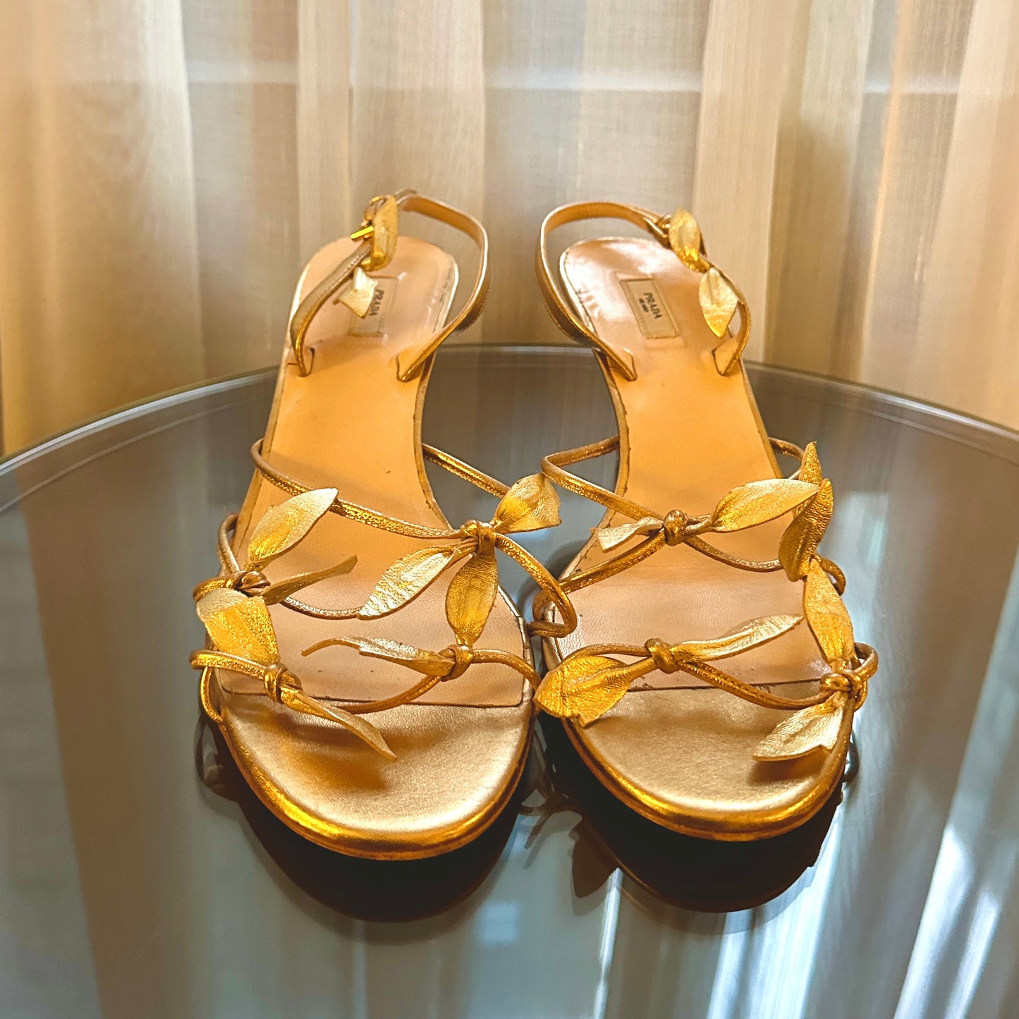 Vintage Prada Gold Leaf Sandals