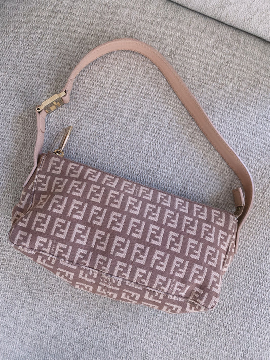 Vintage Fendi Zucchino Pink Shoulder Bag