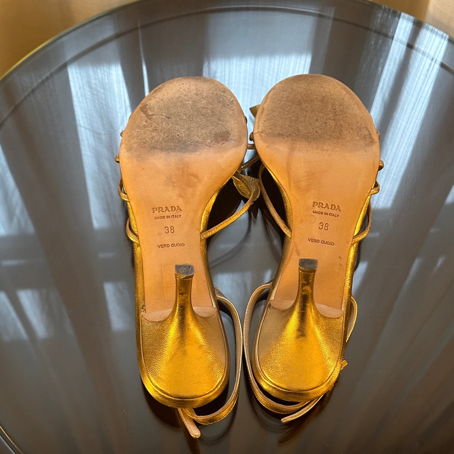 Vintage Prada Gold Leaf Sandals