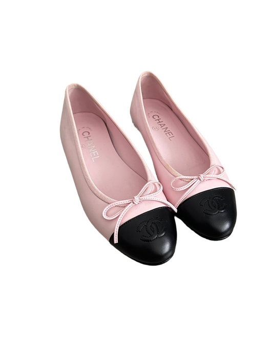 Chanel Ballerina Flats Pink/Black 37.5