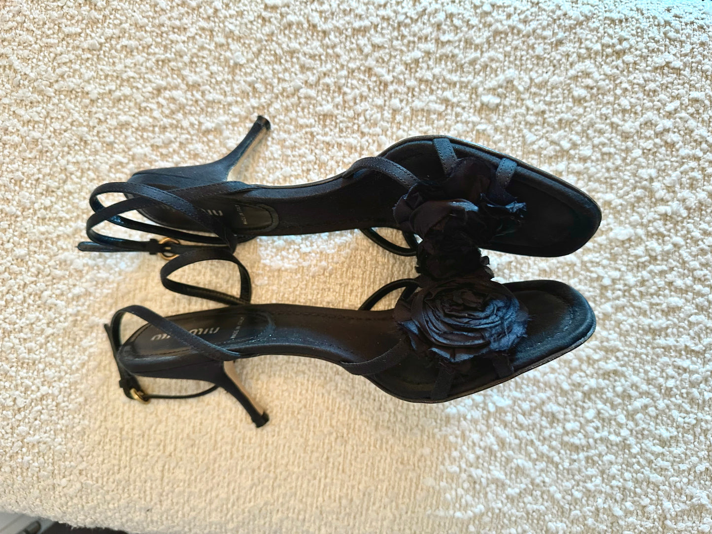 Vintage Miu Miu Black Floral Sandals