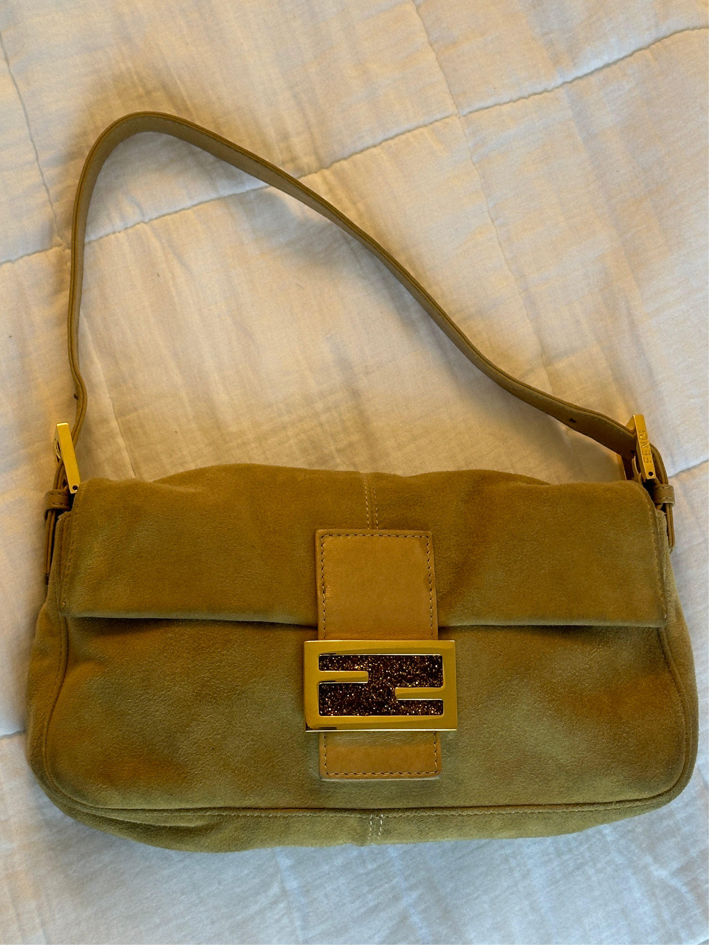 Vintage Fendi Suede Baguette Tan