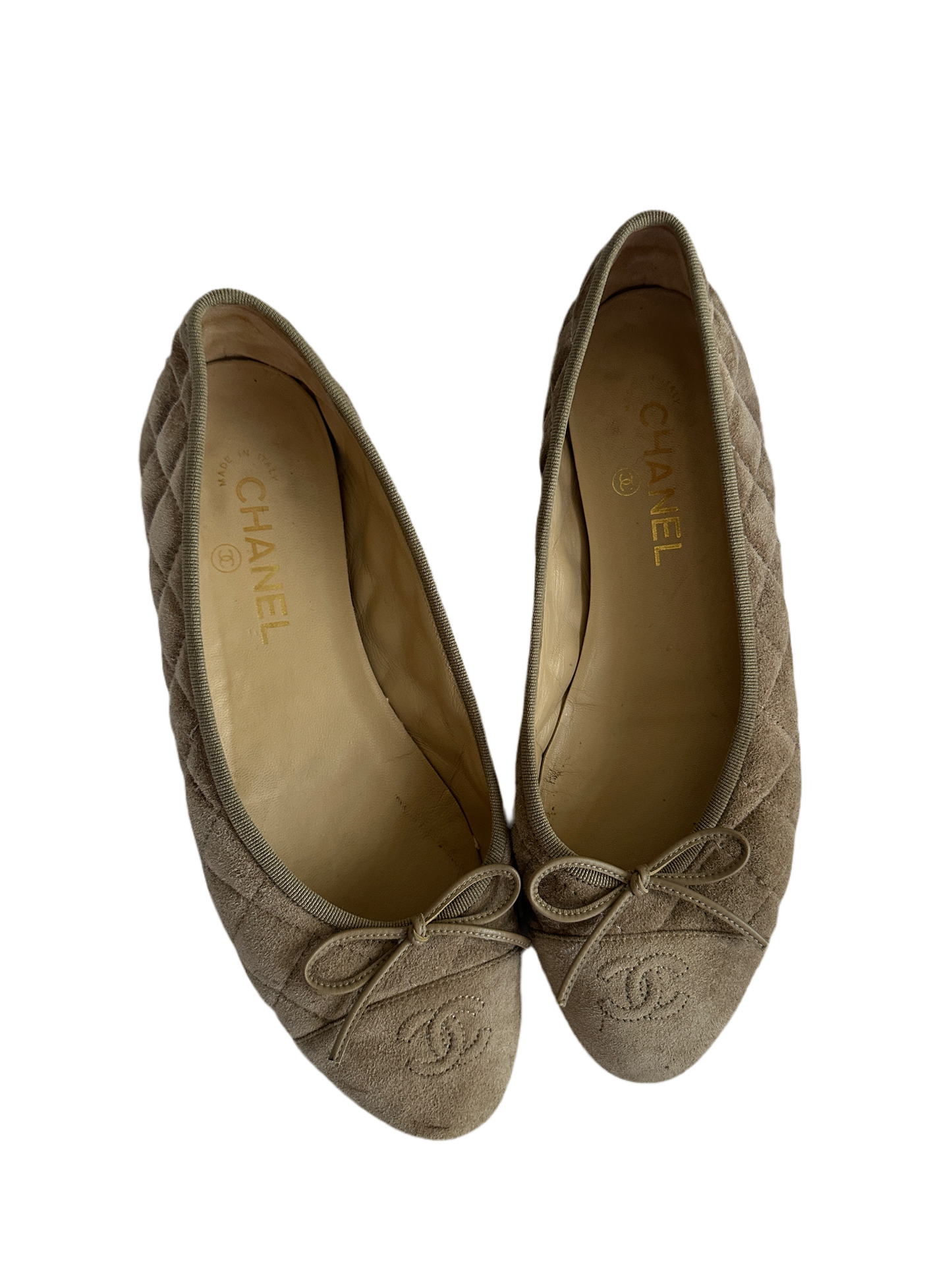 Chanel Suede Quilted Ballet Flat 39.5