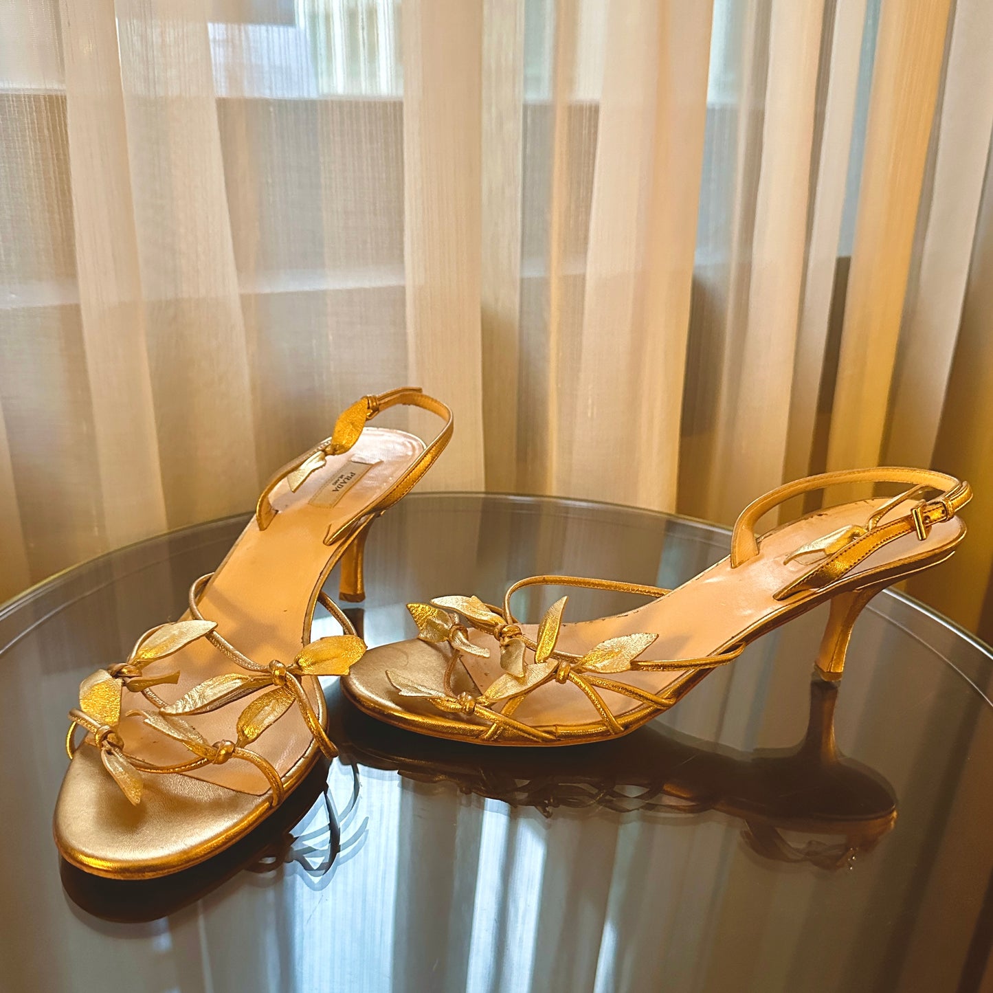 Vintage Prada Gold Leaf Sandals