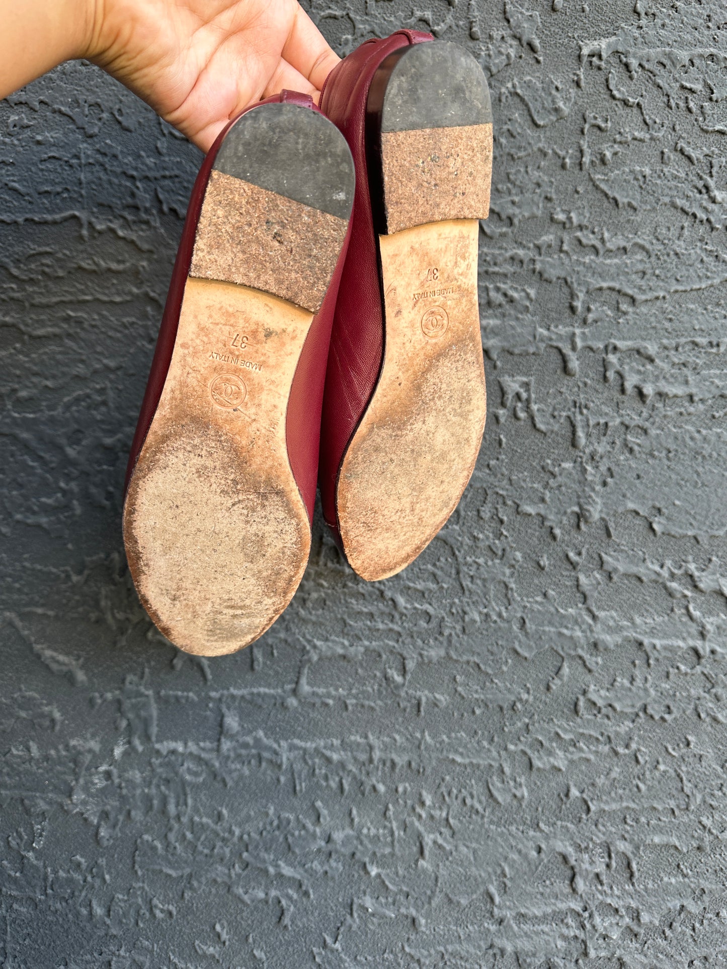 Chanel Red Ballet Flats