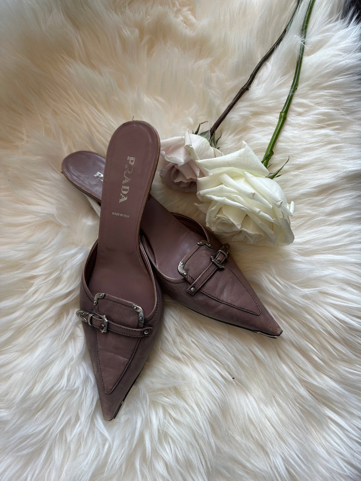 Vintage Prada Buckle Mules