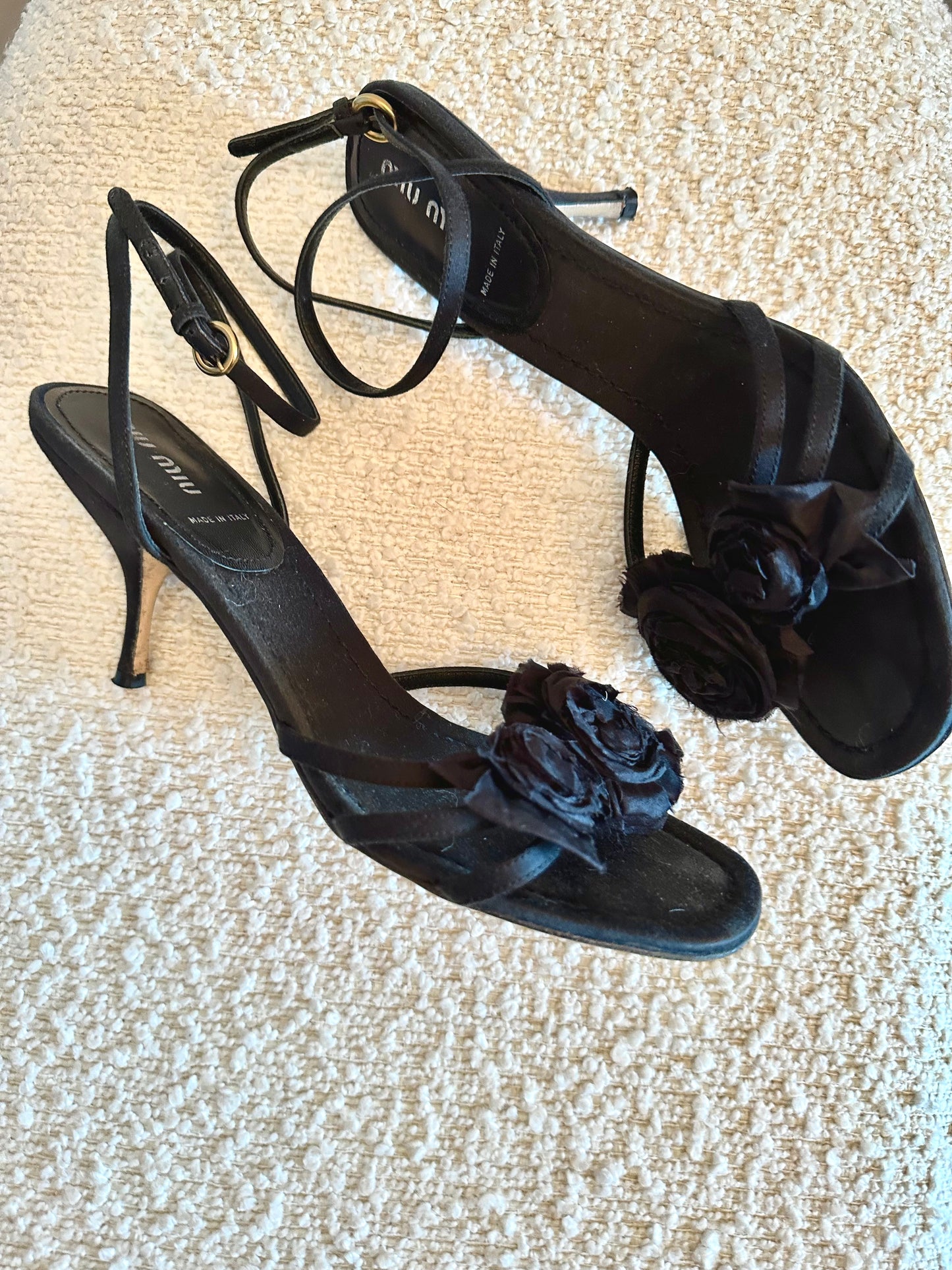 Vintage Miu Miu Black Floral Sandals