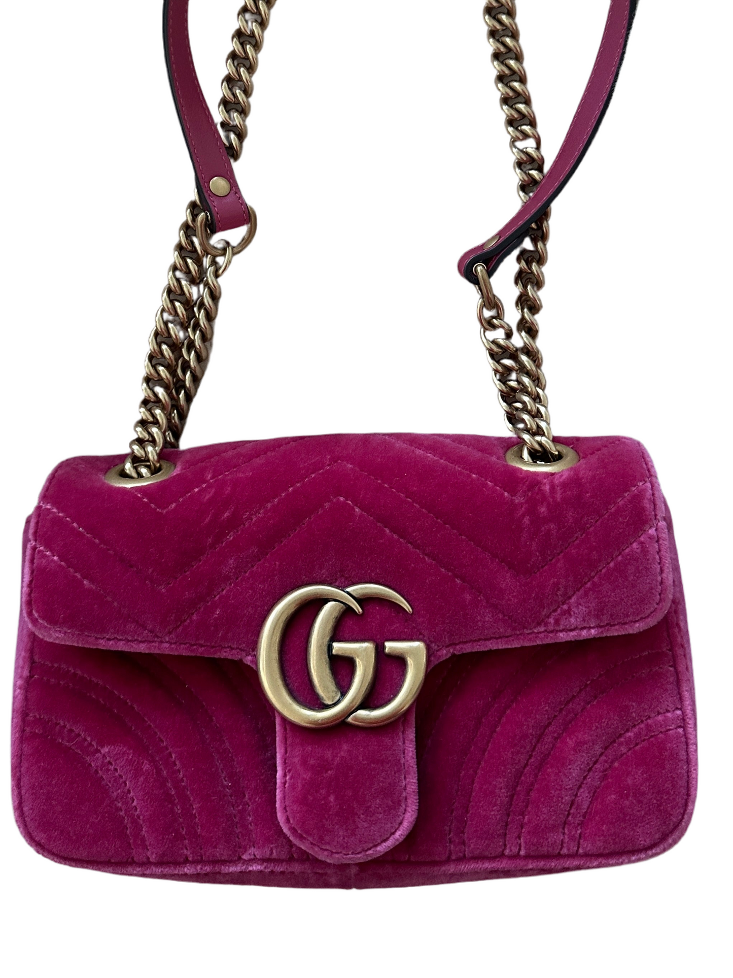 Gucci Marmont Mini Velvet Matelasse Shoulder / Crossbody Bag