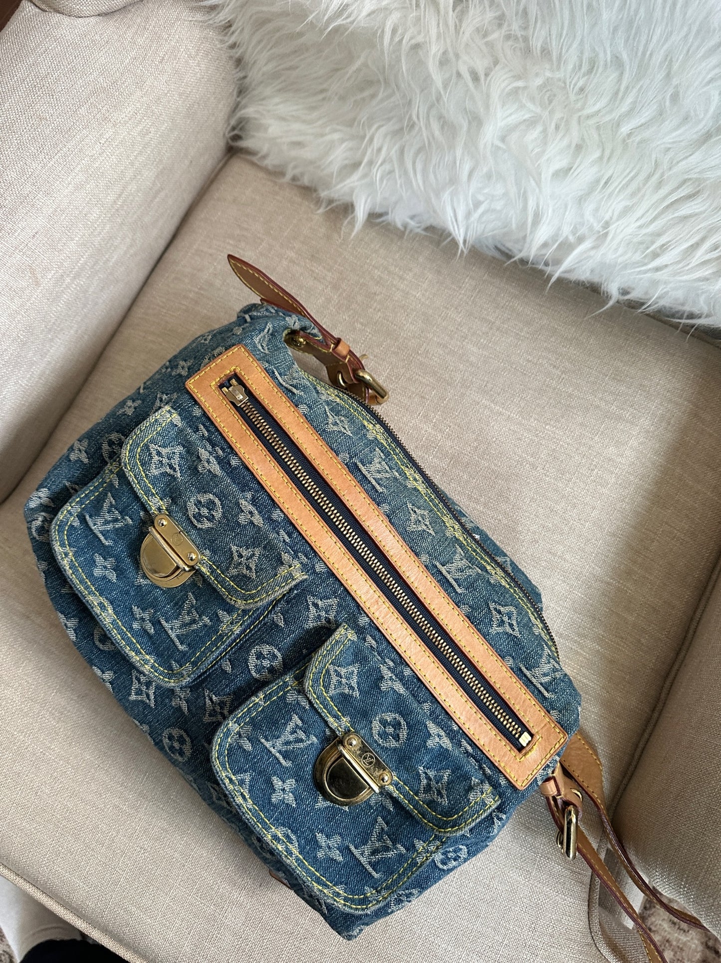 Vintage Louis Vuitton Denim Baggy Crossbody