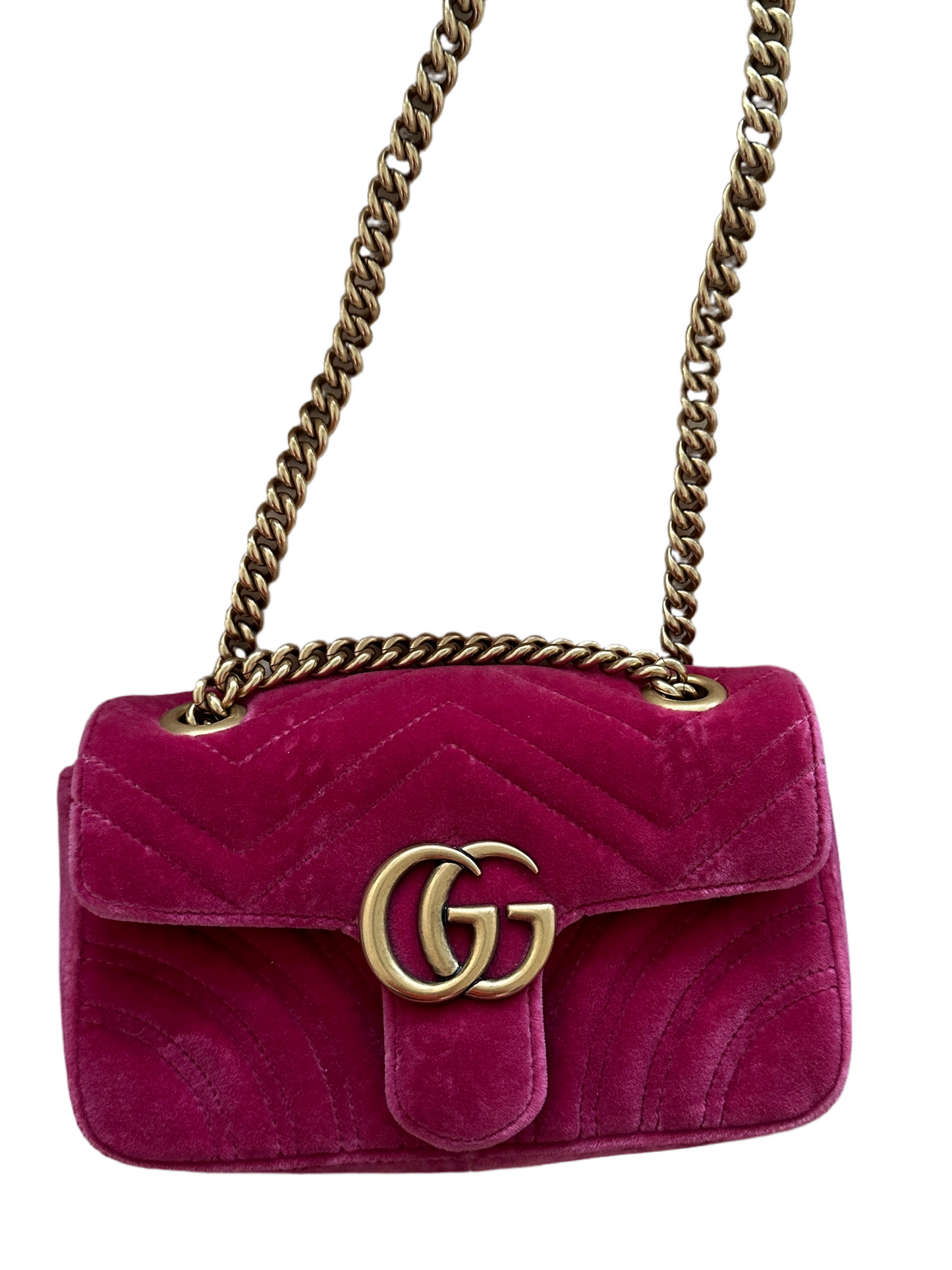 Gucci Marmont Mini Velvet Matelasse Shoulder / Crossbody Bag