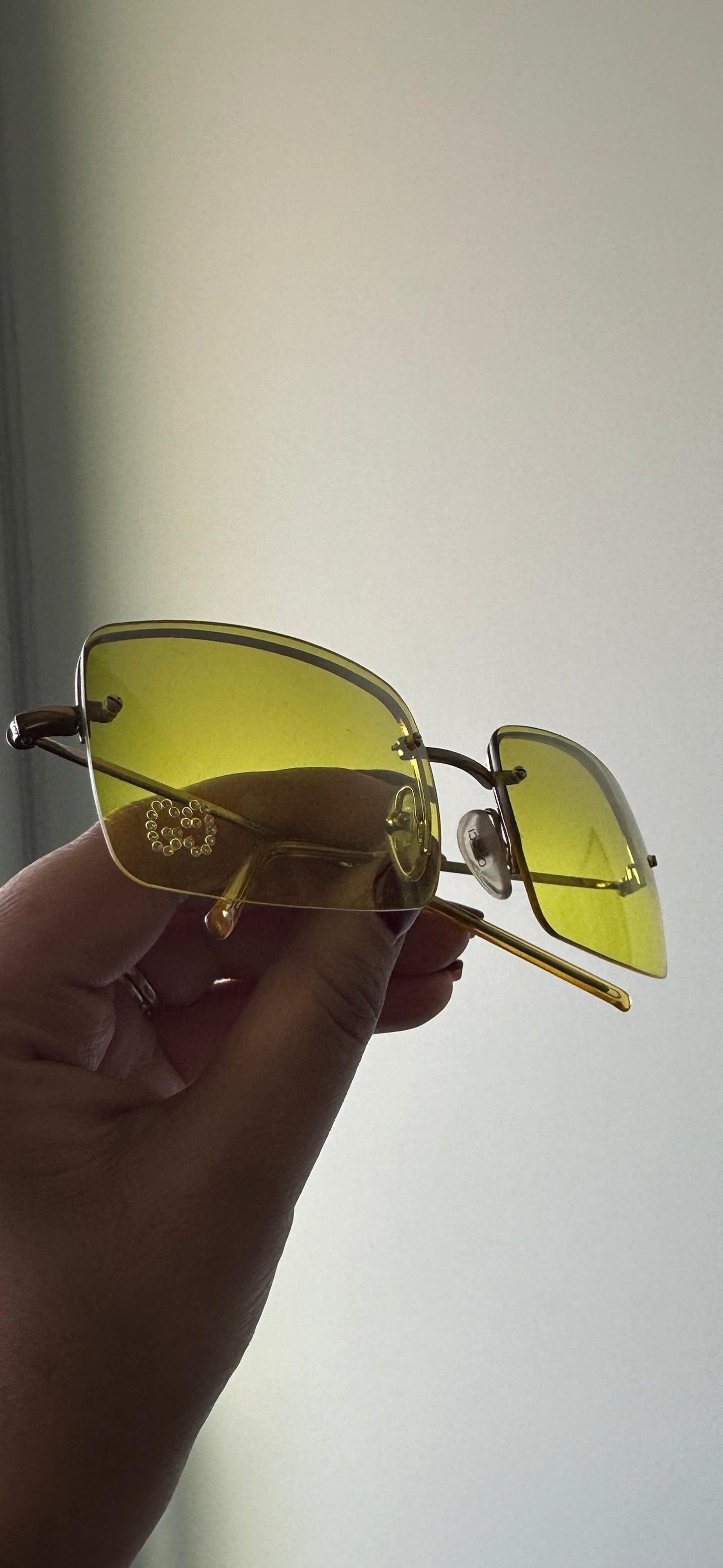 Vintage Gucci Yellow Sunglasses with Crystal GG