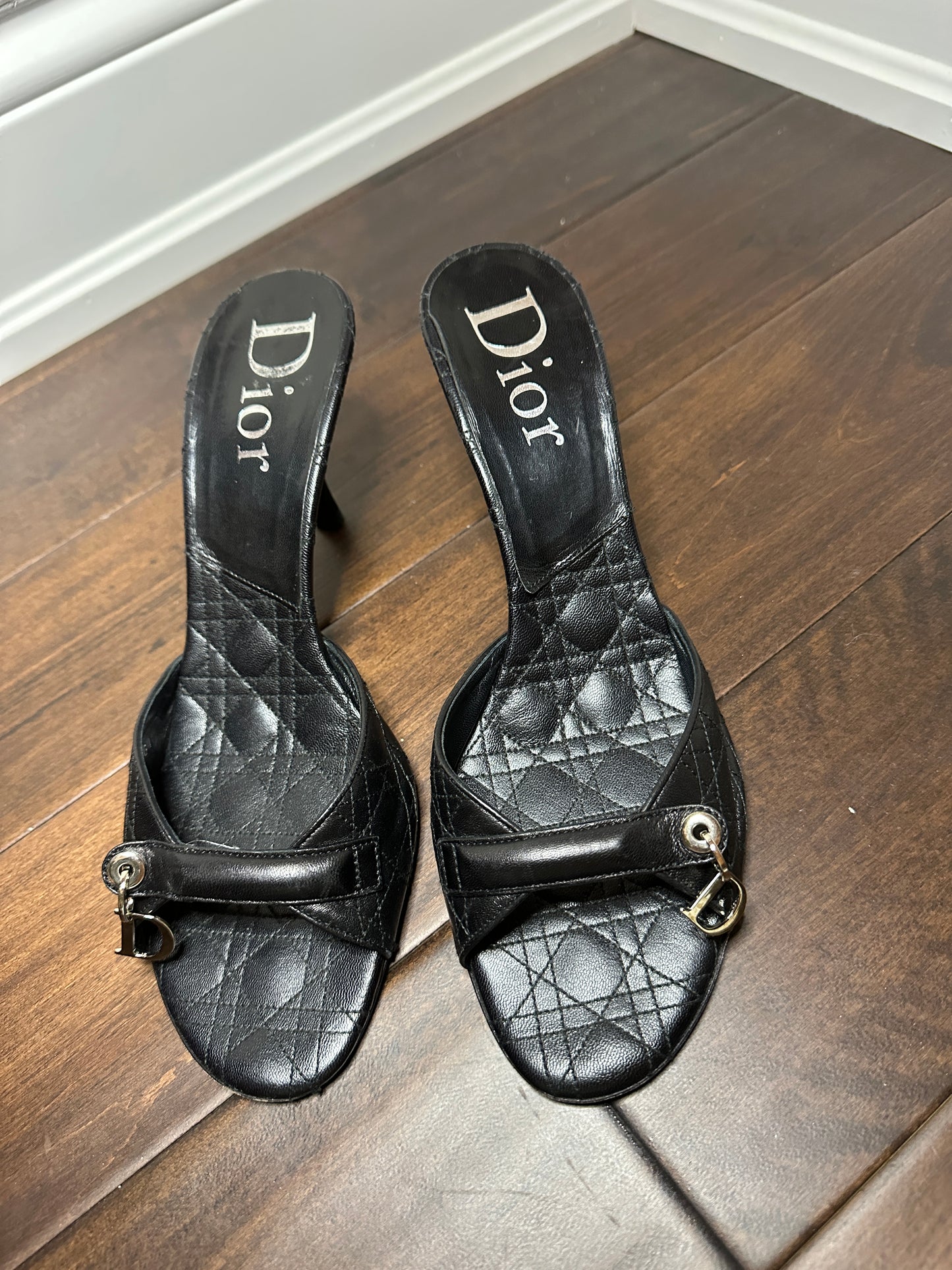 Vintage Dior Black Mules with ‘D’ Charm