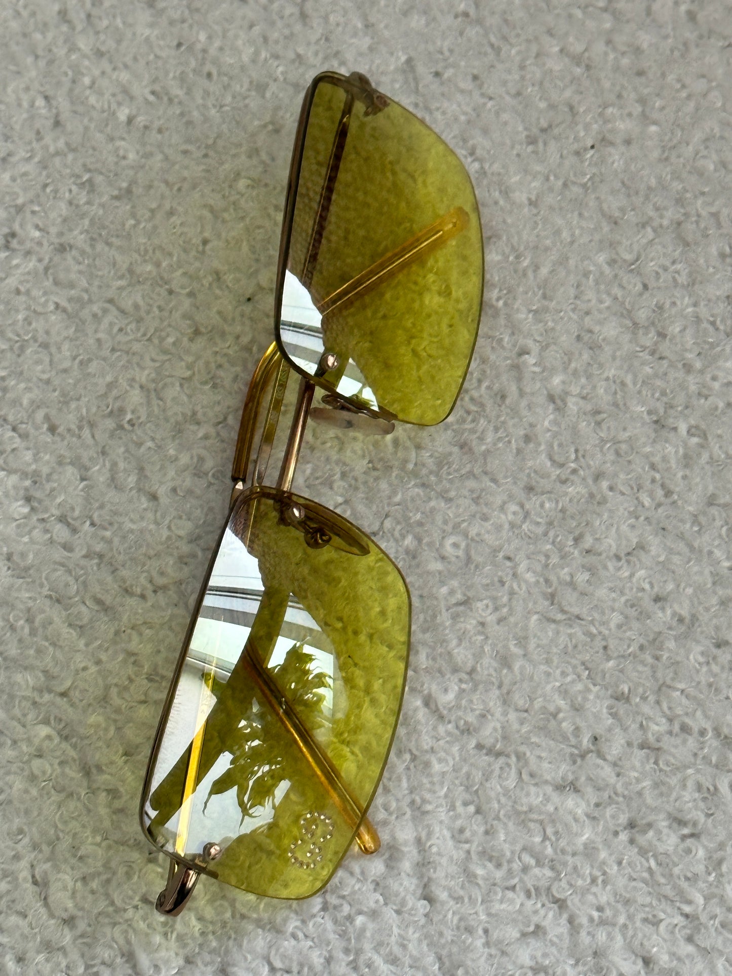 Vintage Gucci Yellow Sunglasses with Crystal GG