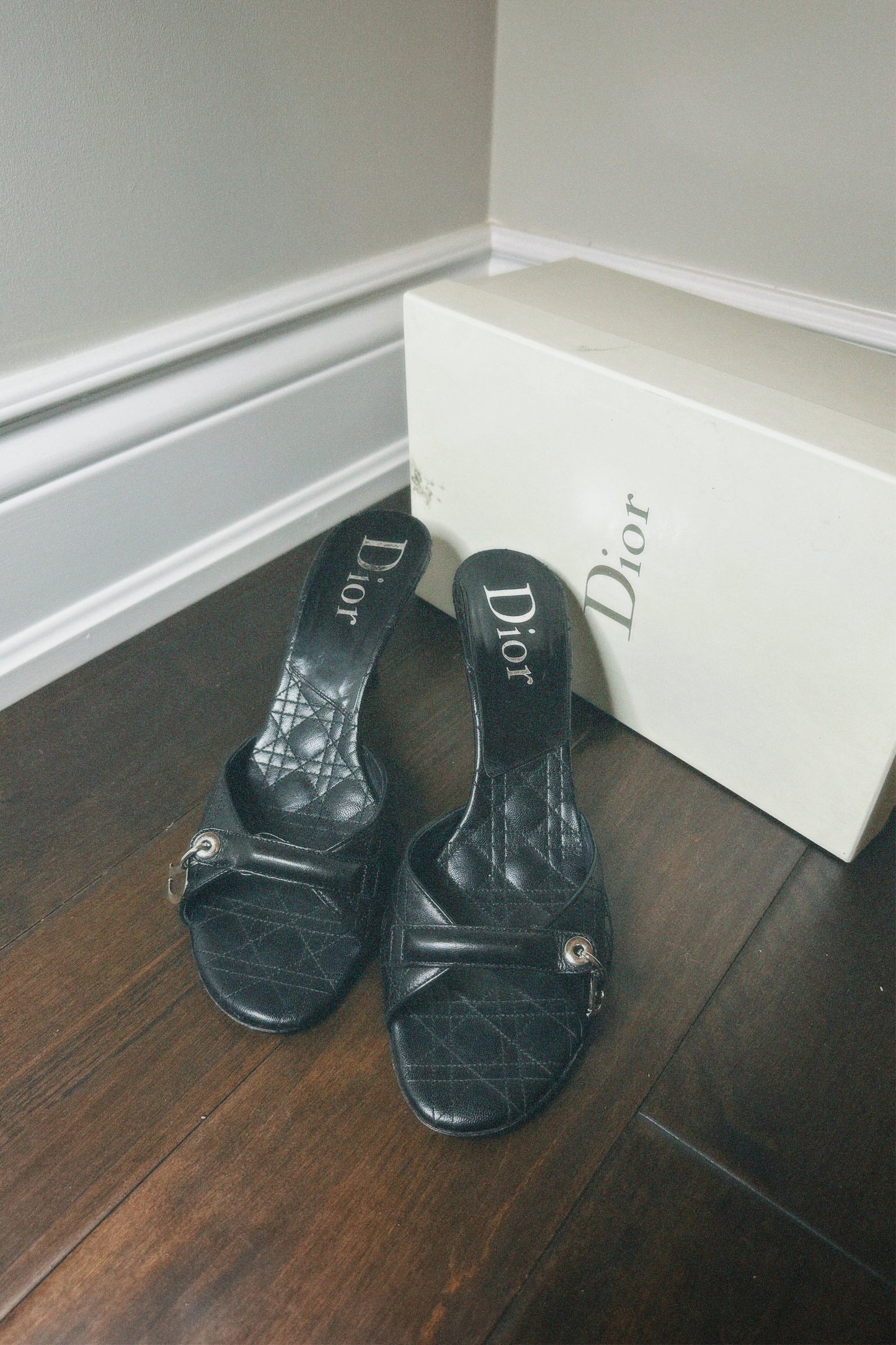 Vintage Dior Black Mules with ‘D’ Charm