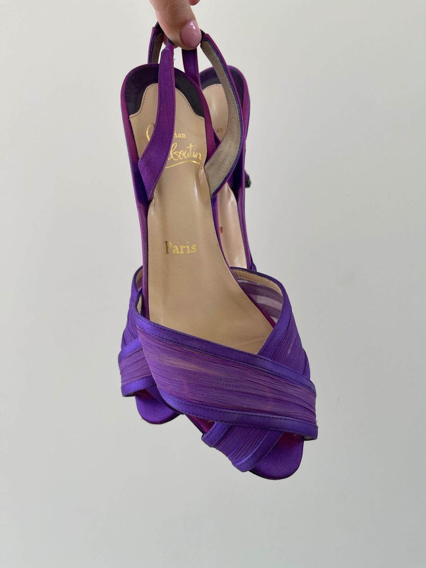 Christian Louboutin Purple Chiffon Slingbacks