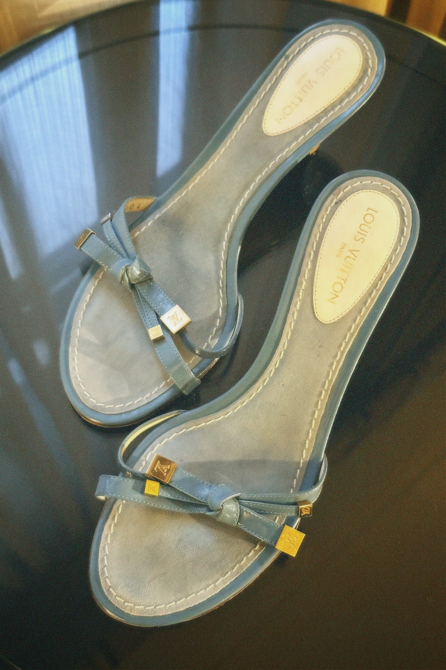 Vintage Louis Vuitton Patent Blue Kitten Heels