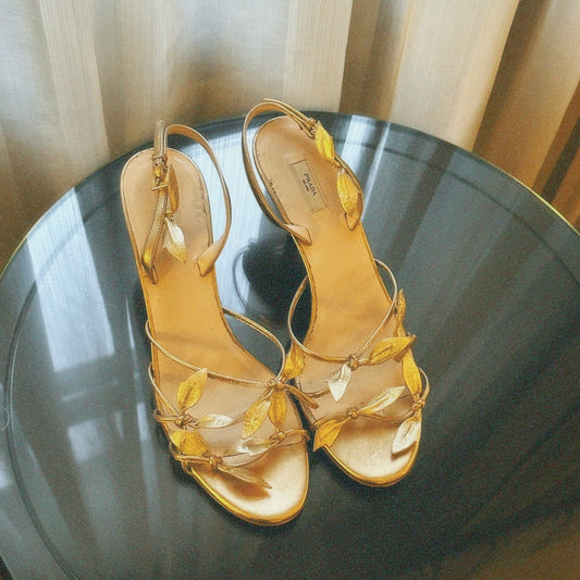 Vintage Prada Gold Leaf Sandals