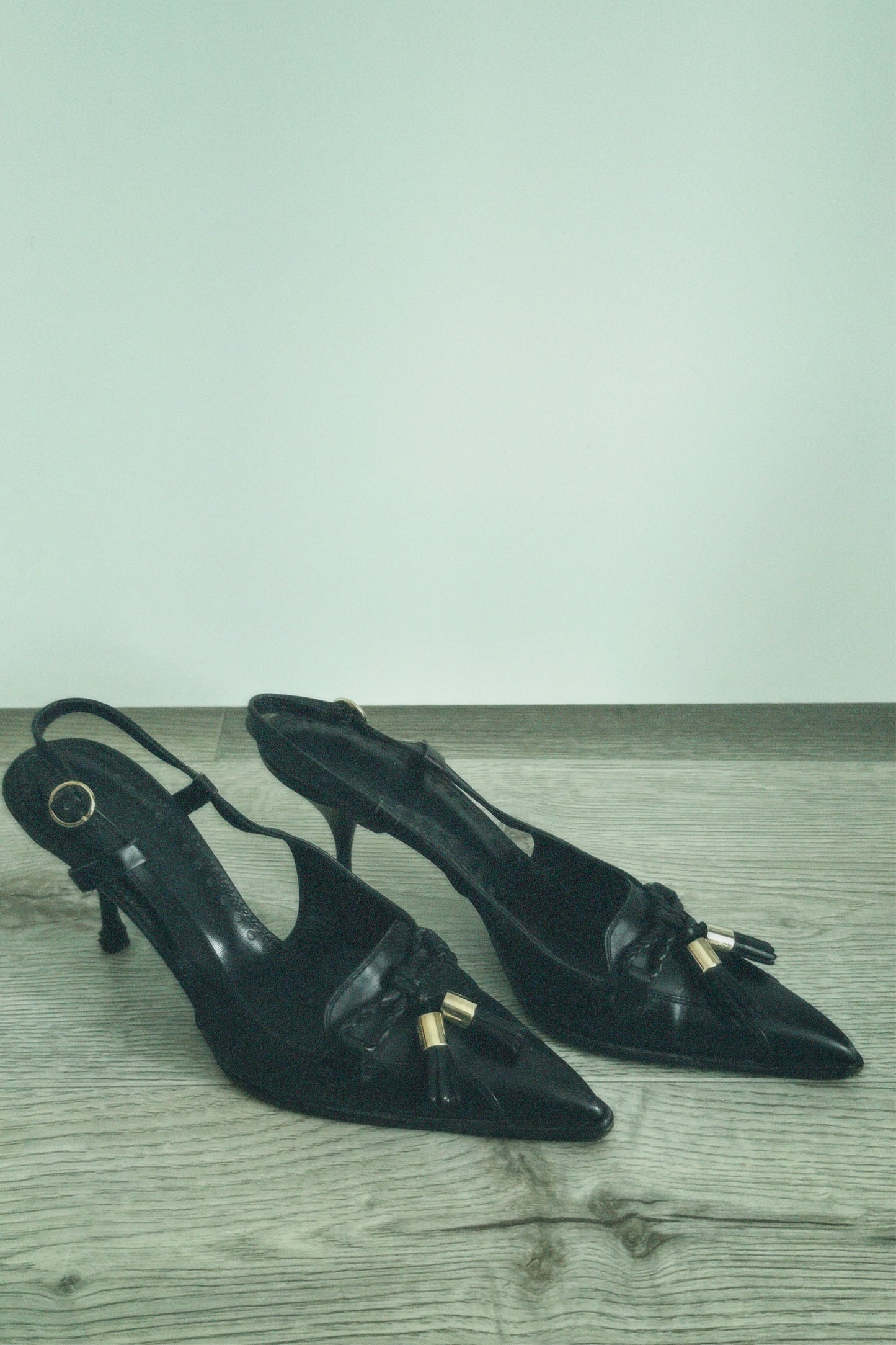 Vintage YSL Slingbacks with Tassel & Logo Detail