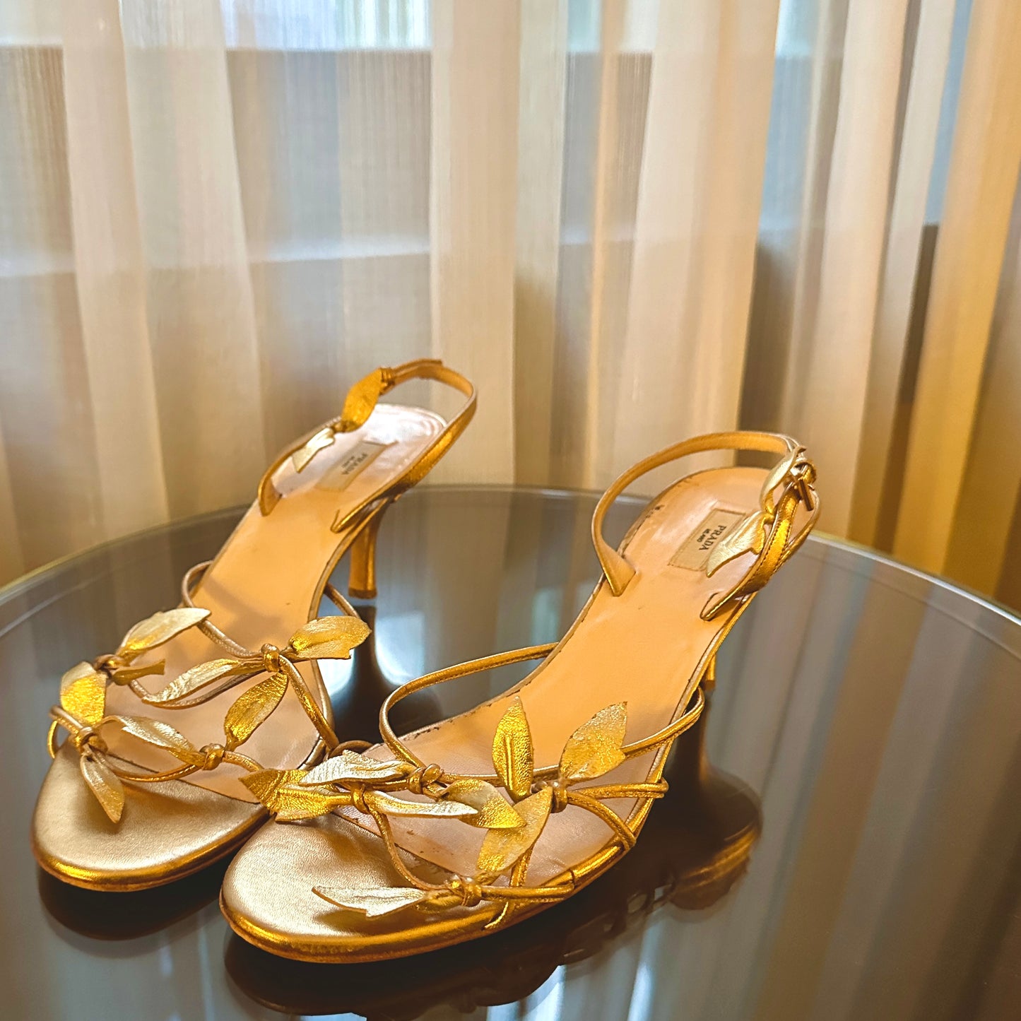 Vintage Prada Gold Leaf Sandals