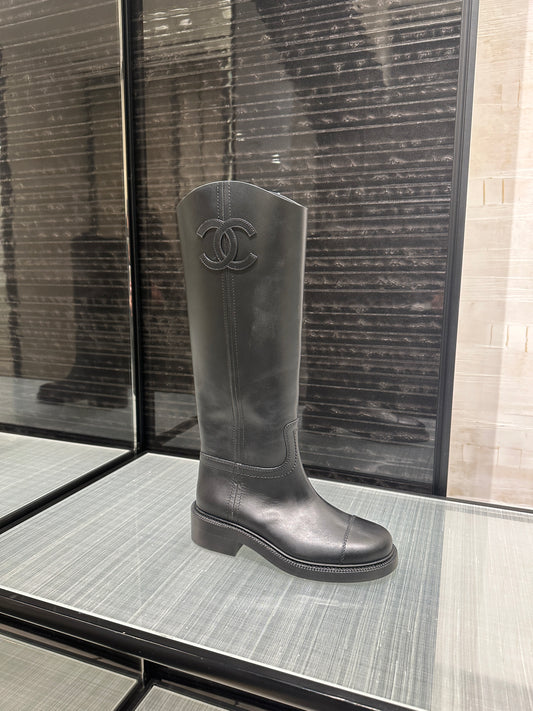 Chanel SS24 Tall Riding Boots Black