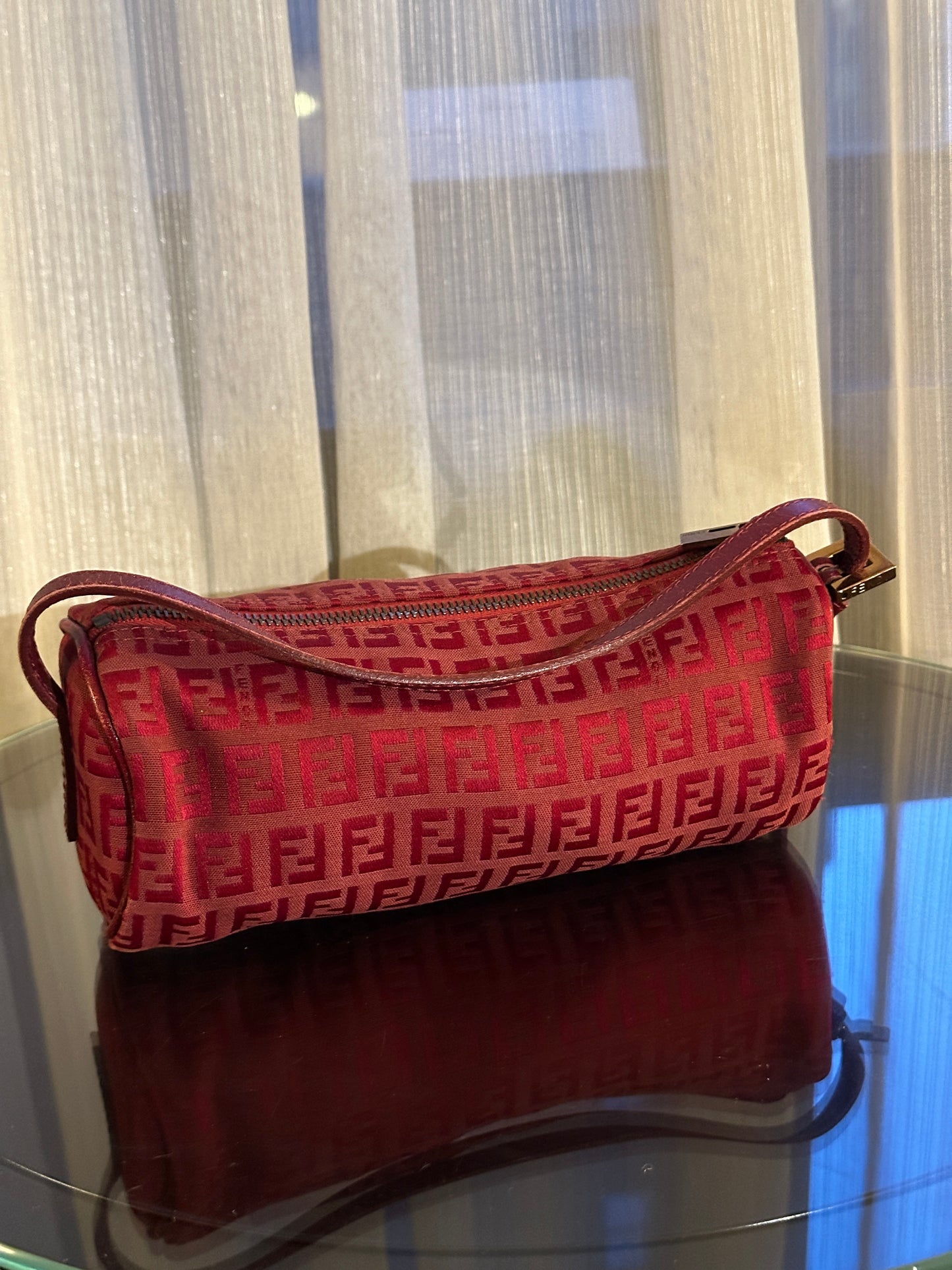 Vintage Fendi Zucchino Red Barrel Bag