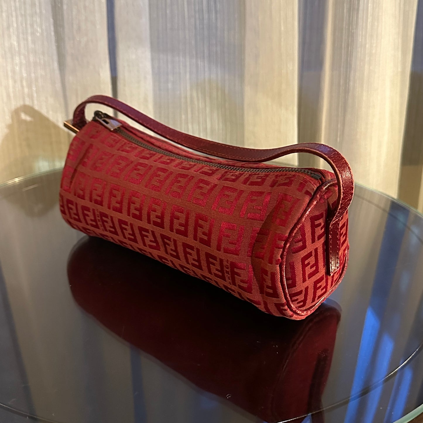 Vintage Fendi Zucchino Red Barrel Bag