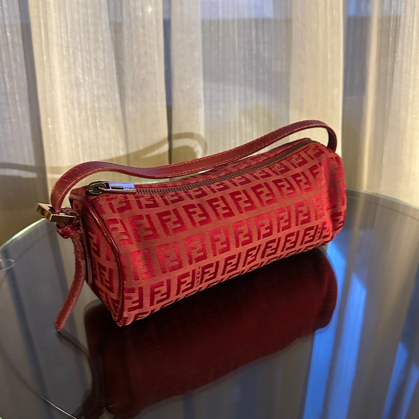 Vintage Fendi Zucchino Red Barrel Bag