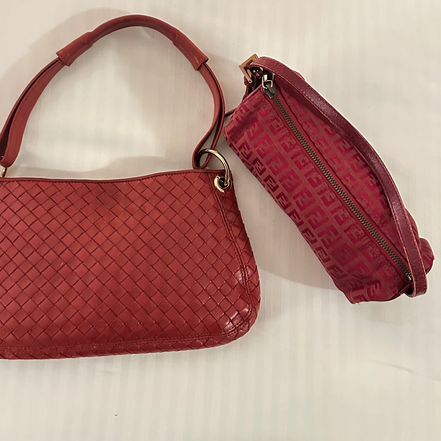 Vintage Fendi Zucchino Red Barrel Bag