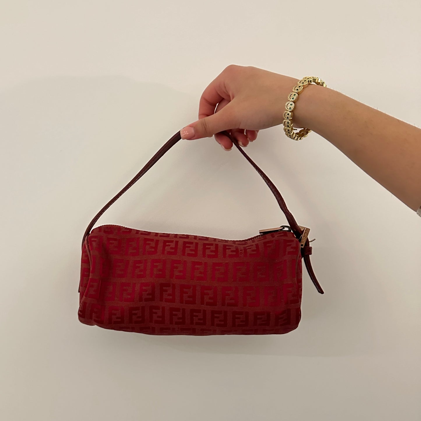 Vintage Fendi Zucchino Red Barrel Bag