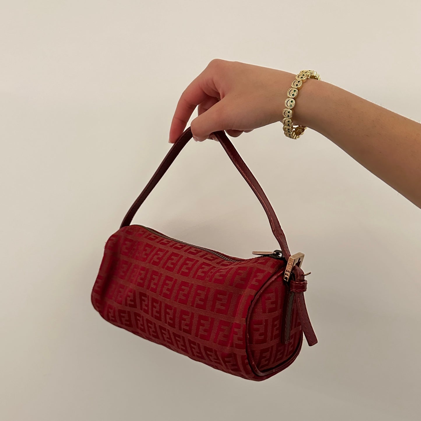 Vintage Fendi Zucchino Red Barrel Bag